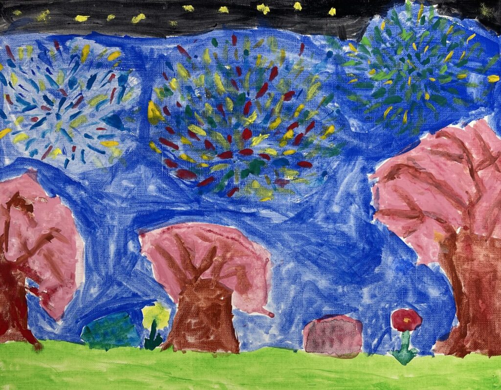 花見をしながら見る花火