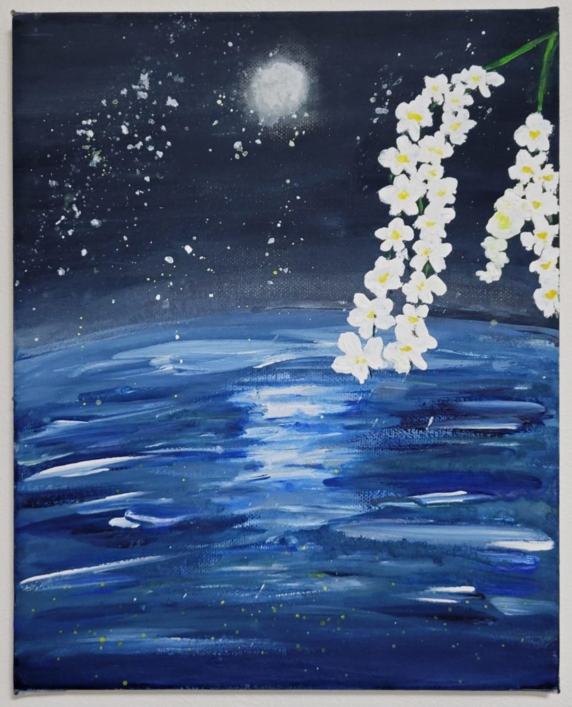 夜の海と胡蝶蘭