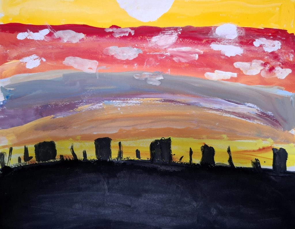 夕焼けの空とビル