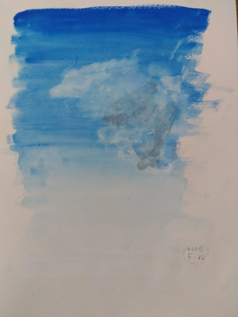 青空と雲　水彩画