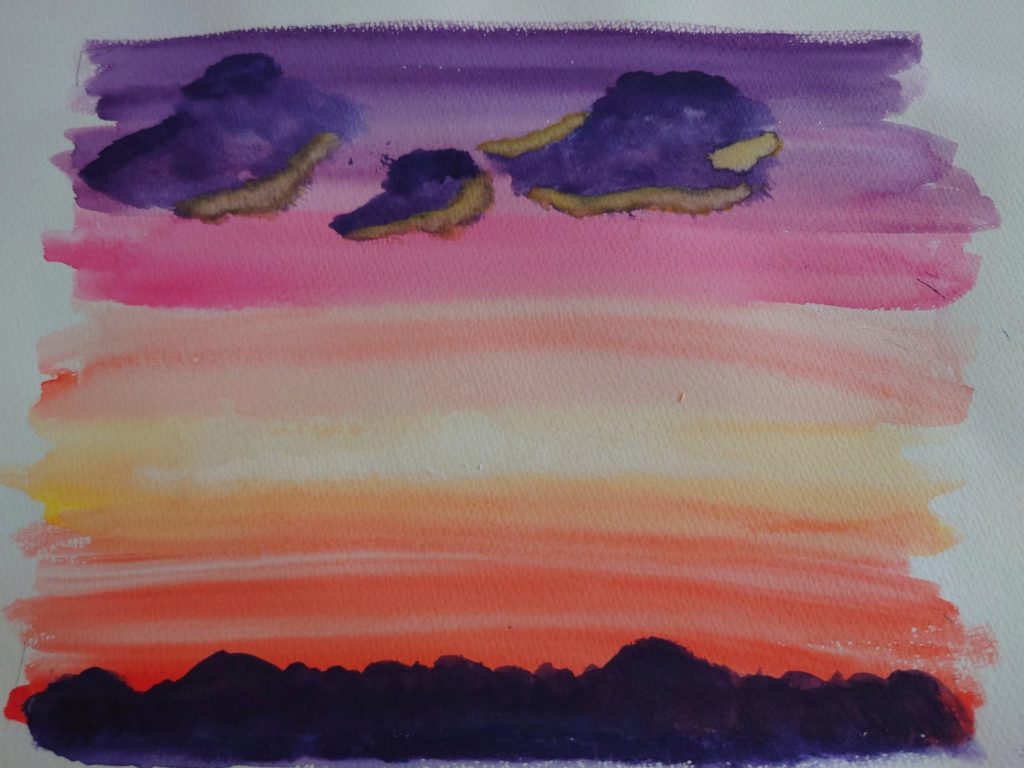 夕焼け（水彩画）
