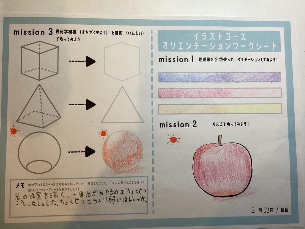 オリエンテーションの時の色塗り