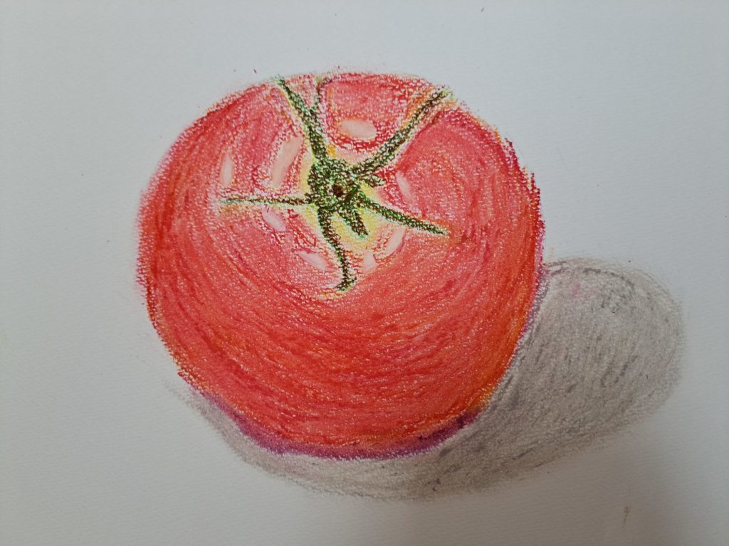トマト　クレヨン画