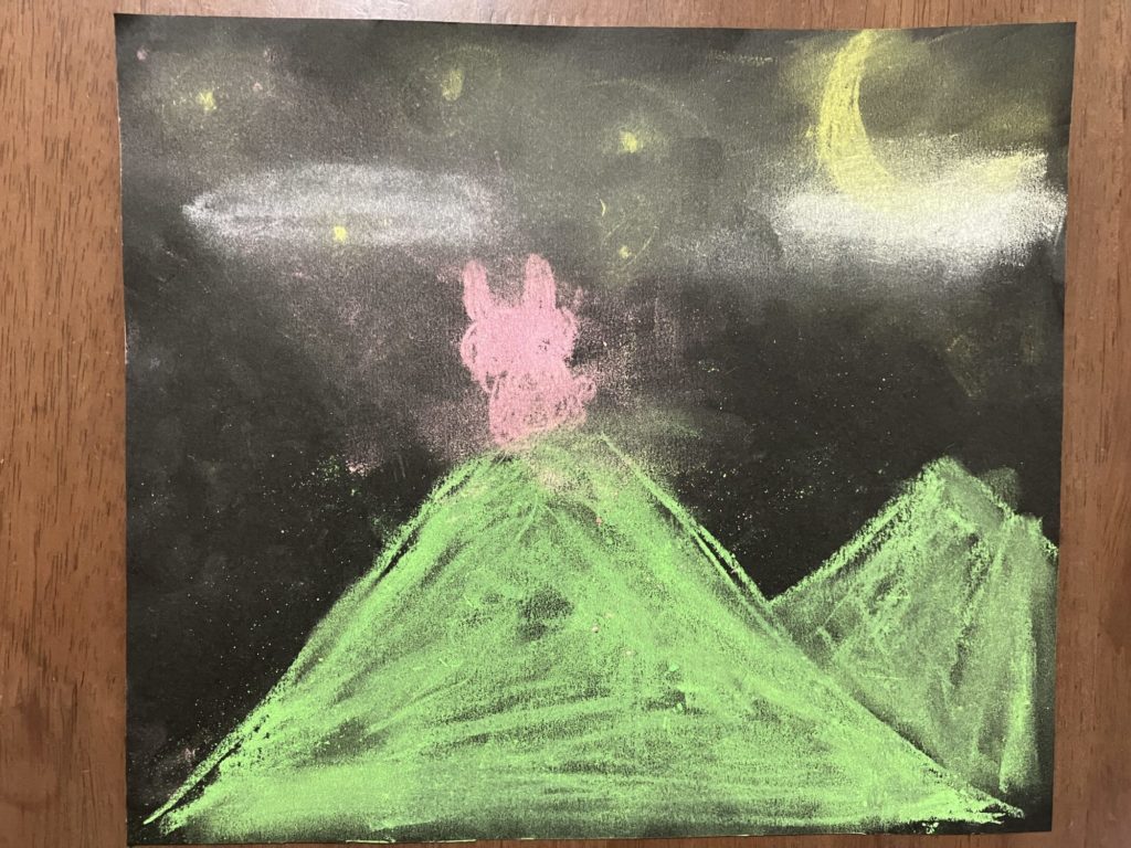 夜空を見ているうさぎ