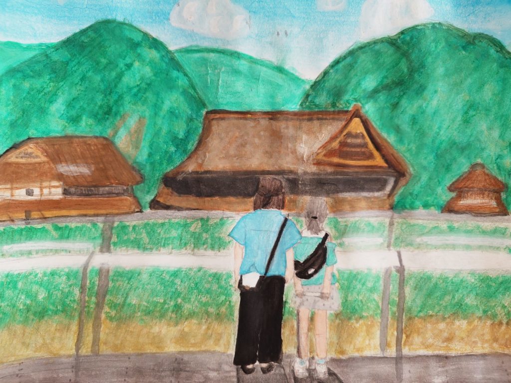 水彩画「展望台から見た善光寺」