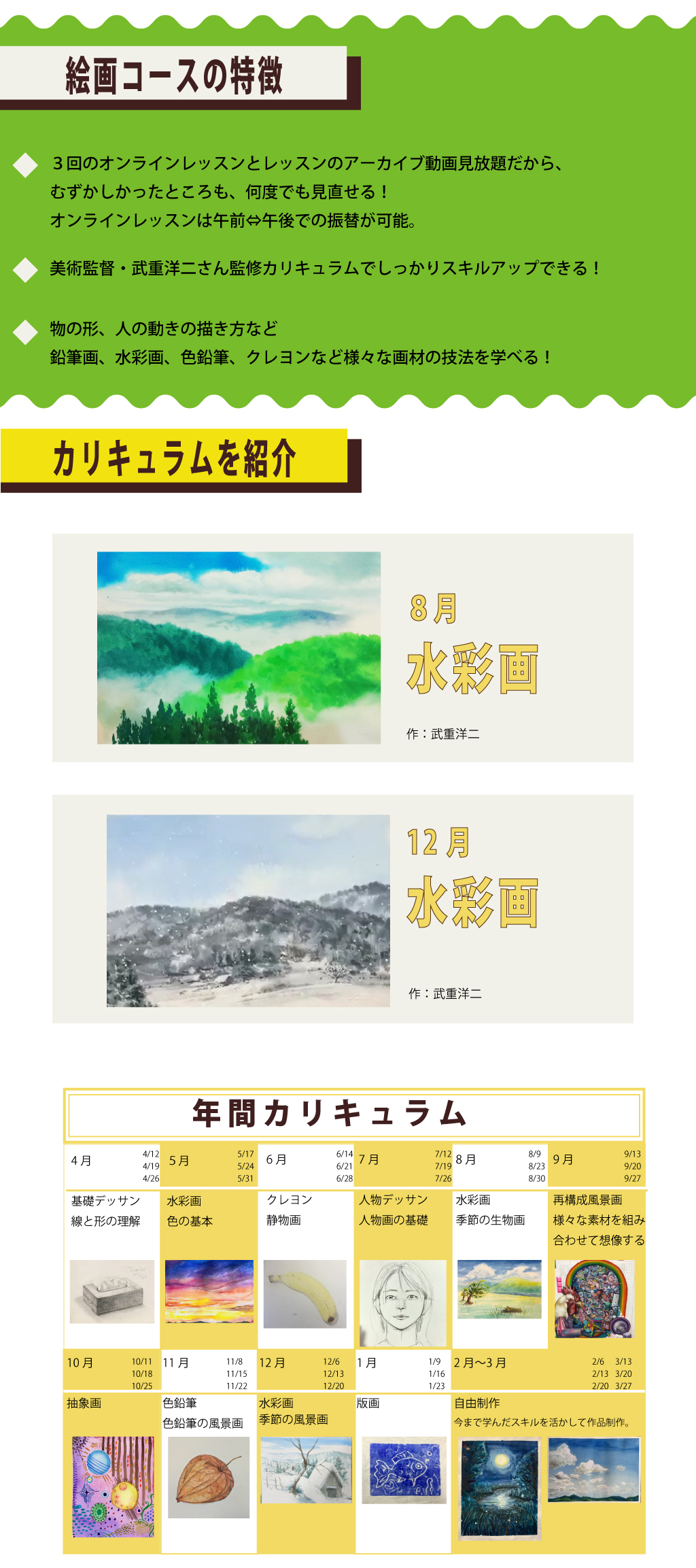 絵画コース年間カリキュラム